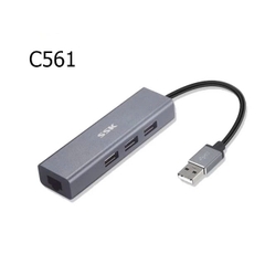 SSK Cáp chuyển USB 3.0 2.0 sang mạng Lan RJ 45+ Bộ chia USB SSK C562 C561  dài 20 cm màu xám tuỳ chọn