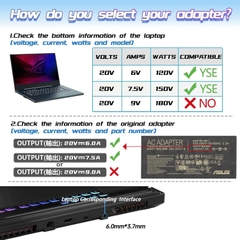 Sạc laptop Asus MSI 19V-7.5A 150W chân 6.0 x 3.7 có kim bên trong Asus A18-150P1A FA506 A17-FA706 FX505GT FX505DT
