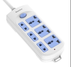 Ổ cắm điện đa năng 6 lỗ Huntkey HK A63 dài 3m màu trắng xanh