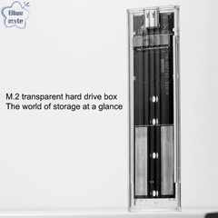Hộp (Box) Đựng Ổ Cứng M2 NVME hoặc M2 Sata NGFF Ssd nhựa trong, cáp type C tuỳ chọn.