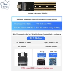 Hộp (Box) Đựng Ổ Cứng M2 NVME hoặc M2 Sata NGFF Ssd vỏ nhôm, cáp type C tuỳ chọn.