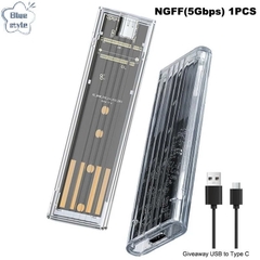Hộp (Box) Đựng Ổ Cứng M2 NVME hoặc M2 Sata NGFF Ssd nhựa trong, cáp type C tuỳ chọn.