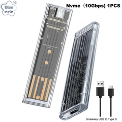 Hộp (Box) Đựng Ổ Cứng M2 NVME hoặc M2 Sata NGFF Ssd nhựa trong, cáp type C tuỳ chọn.