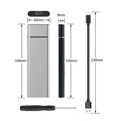 Hộp (Box) Đựng Ổ Cứng M2 NVME hoặc M2 Sata NGFF Ssd vỏ nhôm, cáp type C tuỳ chọn.