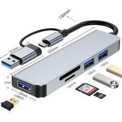 Đầu Đọc Thẻ Nhớ Đa Chức Năng Type C USB 2.0 6 Trong 1 SD/TF/XD/CF/M2 tùy chọn