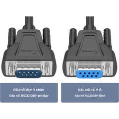 Dtech Cáp nối dài cổng Com RS232 Dtech DT 9005B đực cái  1.5m 3m màu đen.