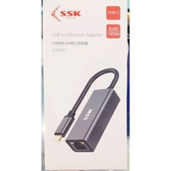 SSK Cáp chuyển USB Type C sang mạng Lan SSK SCR003 tốc độ 1Gb, màu xám, dài 20cm