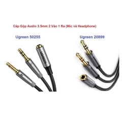 Cáp Gộp Audio 3.5mm 2 Vào 1 Ra Ugreen 20899 , 50255 (Mic và Headphone)