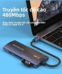 Đầu Đọc Thẻ Nhớ Đa Chức Năng Type C USB 2.0 6 Trong 1 SD/TF/XD/CF/M2 tùy chọn