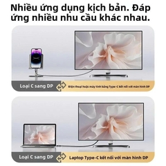 Cáp chuyển Type C sang Dislayport 8K 60Hz 4K 120Hz DP 1.4 2 chiều dài 1m 2m 3m tùy chọn