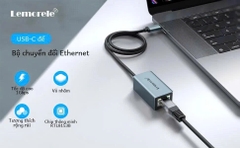 Lemorele  Cáp chuyển Type C sang mạng Lan RJ Lemorele tốc độ 1 Gigabyte 100/1000Mps hợp kim nhôm dài 40cm