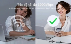 Copy of Lemorele  Cáp chuyển Type C sang mạng Lan RJ Lemorele tốc độ 1 Gigabyte 100/1000Mps hợp kim nhôm dài 40cm