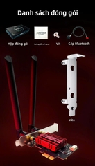 Card mạng không dây Wifi và Bluetooth 5.4 Wifi6 AC1800 2 băng tần kép dùng cho máy tính để bàn