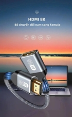 Cáp nối dài HDMI 8K dùng cho Tivi, màn hình gắn tường dài 0.3m màu xám dây dù