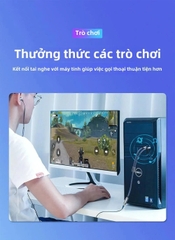 Cáp Gộp Audio 3.5mm 2 Vào 1 Ra Essager (Mic và Headphone) dùng cho máy tính bàn, laptop