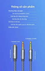 Cáp Gộp Audio 3.5mm 2 Vào 1 Ra Essager (Mic và Headphone) dùng cho máy tính bàn, laptop