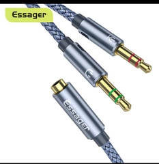 Cáp Gộp Audio 3.5mm 2 Vào 1 Ra Essager (Mic và Headphone) dùng cho máy tính bàn, laptop