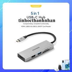 Essager Cáp chuyển Type C sang HDMI , USB, đầu đọc thẻ nhớ 5 in 1
