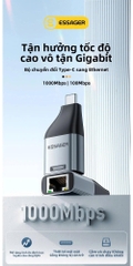 Essager Đầu đổi Type C sang Mạng Lan RJ45 Essager 100/1000Mbps Gigabit tùy chọn phân loại