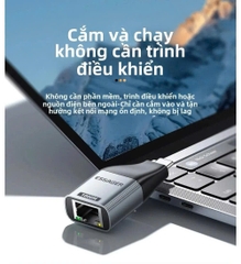 Essager Đầu đổi Type C sang Mạng Lan RJ45 Essager 100/1000Mbps Gigabit tùy chọn phân loại