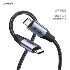 Ugreen Cáp nối Type C sang Type C Thunderbolt 2 Ugreen US355 80150 truyền hình ảnh sạc nhanh chống nhiễu dài 1m
