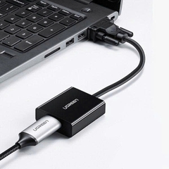 Cáp chuyển VGA sang HDMI Ugreenc CM513 50945 màu đen dài 25cm gắn từ máy tính,đầu ghi cổng Vga sang màn hình cổng HDMI