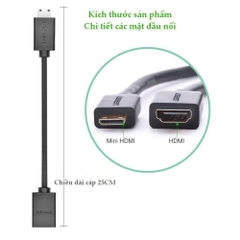 Cáp chuyển Mini HDHI sang HDMI Ugreen 20137 dài 22 cm màu đen.