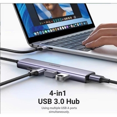 Bộ chia USB 3.0 ra 4 cổng USB 3.0 Ugreen CM 473 20805 màu xám vỏ hơp kim dây dù