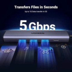 Bộ chia USB sang 3 USB 3.0+ Mạng Lan RJ45 Gigabits Ugreen CM475 60554 màu xám vỏ hơp kim dây dù