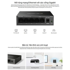 Bộ chia mạng (Switch) 5 Cổng Gigabit Mercusys MS105GS 10/100/1000 Mbps vỏ sắt màu đen