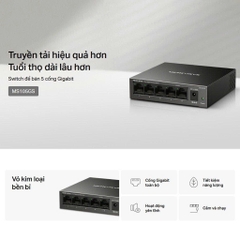 Bộ chia mạng (Switch) 5 Cổng Gigabit Mercusys MS105GS 10/100/1000 Mbps vỏ sắt màu đen