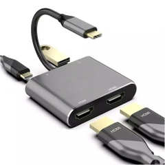 Cáp chuyển Type C Sang HDMI sang 2 màn hình gương HDMI(HDTV) USB3.0 PD tùy chọn từ máy tính, điện thoại...