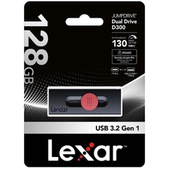 USB Lexar D300 128GB Chuẩn USB 3.2 Gen 1, Tốc độ đọc 130Mb/s, Chất liệu nhựa giảm nhiệt, BH 2 năm
