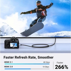 Cáp nối Micro HDMI sang HDMI 2.1 Ugreen 15516 dài 1m hỗ trợ 8K@60Hz 4K@144Hz 48Gbps đen xám