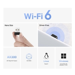 USB thu Wifi 6 Mercusys MA14N AX300 Nano nhỏ gọn tiện lợi