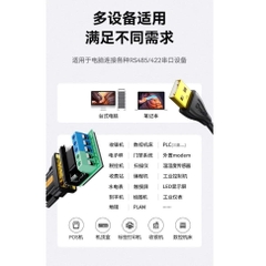 Dtech Cáp chuyển USB sang RS485 RS422 Dtech IOT5081 dài 1.5M màu đen xám