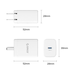 Bộ Cốc Cáp sạc Type C 20W Orico RT-20C màu trắng dùng cho điên thoại Iphone, Samsung, ...