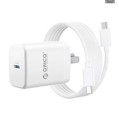 Bộ Cốc Cáp sạc Type C 20W Orico RT-20C màu trắng dùng cho điên thoại Iphone, Samsung, ...