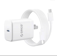 Bộ Cốc Cáp sạc Type C 20W Orico RT-20C màu trắng dùng cho điên thoại Iphone, Samsung, ...