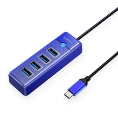 Bộ chia Type C sang 4 cổng USB 3.0 Orico PW4U-C3 dài 15cm 50cm 100cm tùy chọn vỏ nhựa  màu đen