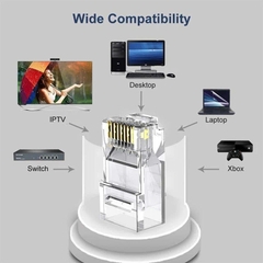 Combo 100 Hạt mạng RJ45 Cat6 Ugreen 60558 NW 120 100 chiếc chân đồng nhựa trong suốt