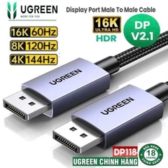 Ugreen Cáp dislayport sang dislayport 2.1 Ugreen 25862 15384 15383 DP118 16K dài 3m 2m 1m đầu hợp kim