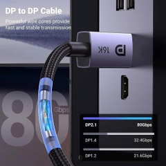 Ugreen Cáp dislayport sang dislayport 2.1 Ugreen 25862 15384 15383 DP118 16K dài 3m 2m 1m đầu hợp kim