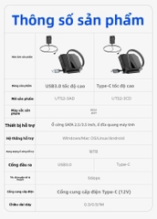 Cáp đọc ổ cứng SSD HDD 2.5 3.5 in sang Sata 3 Orico USB Type C tùy chọn