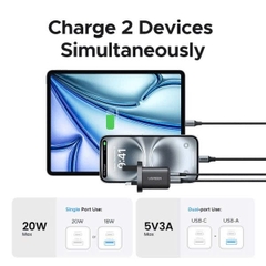 Ugreen Củ sạc nhanh 2 cổng 20W UGREEN 55533 X514 USB Type C