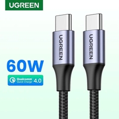 Ugreen Cáp sạc nhanh Type C 60W Ugreen 50149 US261 dài 0.5M màu đen mạ nickel đầu bọc nhôm chống nhiễu