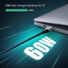 Ugreen Cáp sạc nhanh Type C 60W Ugreen 50149 US261 dài 0.5M màu đen mạ nickel đầu bọc nhôm chống nhiễu