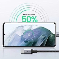 Ugreen Cáp sạc nhanh Type C 60W Ugreen 50152 US261 dài 2M màu đen mạ nickel đầu bọc nhôm chống nhiễu