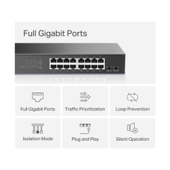 Mercusys Bộ chia mạng (Switch) 16 Cổng Gigabit Mercusys MS116GS 100/1000 Mbps vỏ sắt màu đen