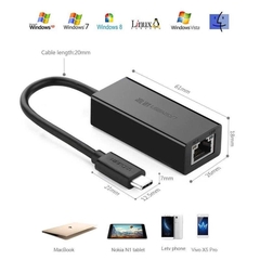 Ugreen Cáp chuyển USB Type C sang mạng Lan, RJ 45 Ugreen 50307 tốc độ 1Gb/1000Mb vỏ nhựa màu đen